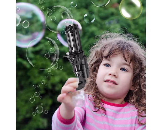 Bubble Gun- 8 Hole Automatic Gatling Bubble Gun Blower Maker